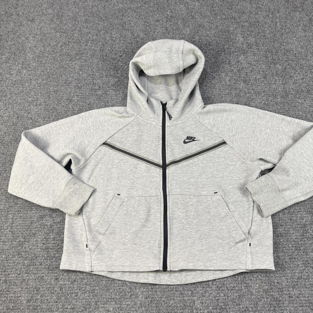 Nike Windrunner Hoodie Mens Medium Gray Full Zip Fleece Swoosh Raglan CW4298-063